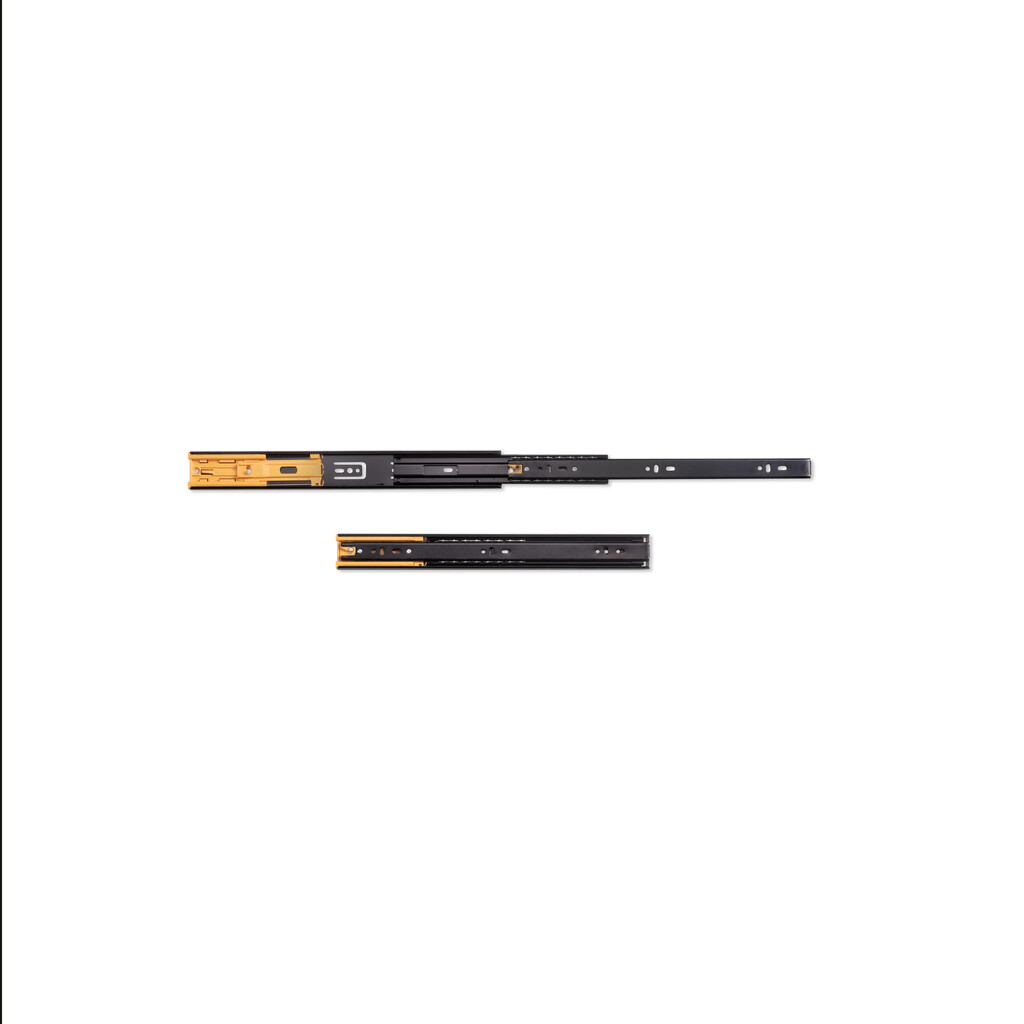 Satz kugelgelagerter Korpusschieneen für Schubladen mit Vollauszug, mit Schließautomatik , Höhe 45mm, Länge 350mm, Stahl, Schwarz lackiert-Primary