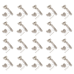 Lot of 20 X92 full overlay hinges with soft closing and screw-on plates, Steel, Satin finished Nickel product photo