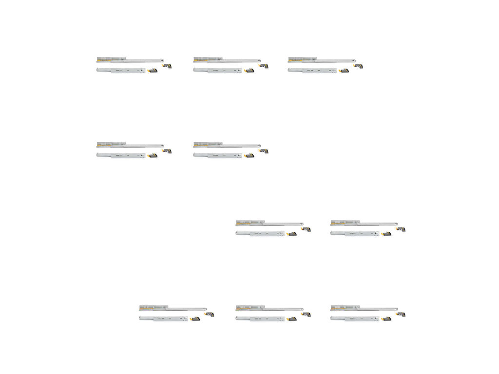 Satz von 10 Unterflurführungenset Silver, Vollauszug, mit Schließautomatik und Halterung, Tiefe 540mm, Stahl, Verzinkt-Primary
