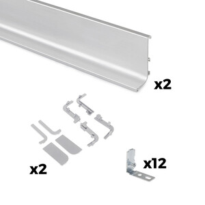 Kit of 2 Gola Upper profiles for kitchen furniture, length 2.35m, with fittings, Aluminium, Matt anodised product photo