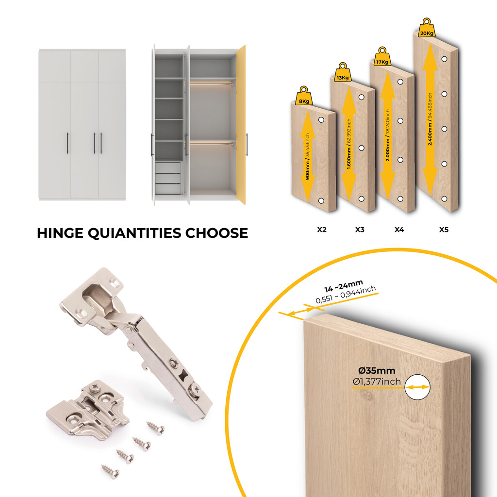Kit von 20 Topfscharnierr X92N Eckanschlag, Kreuzmontageplatte zum Schrauben, Höhe 0, Stahl, vernickelt-9