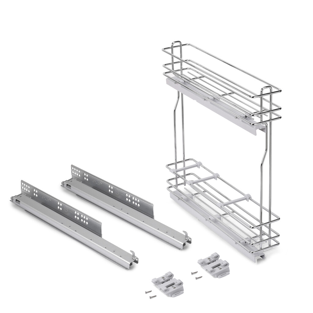 Side Bottle rack pull out with soft closing SupraMax, module 150mm, Steel, Chrome plated-Primary