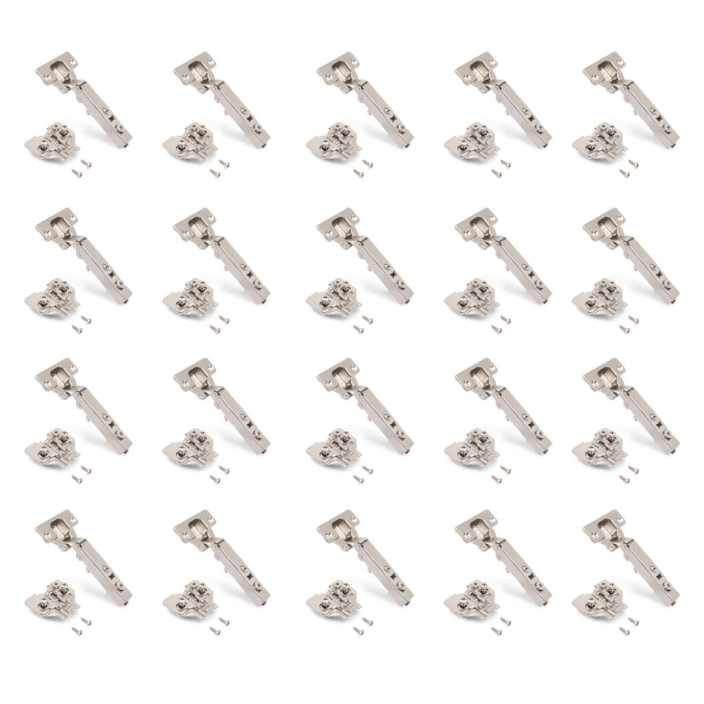Lote de 20 bisagras rectas X92 con cierre suave y suplementos montaje mixto, Diámetro 5x9.5mm, Altura 0, Acero, Níquel-Primary