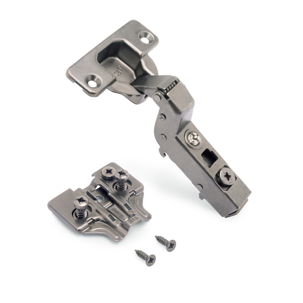 Kit von 20 Topfscharniere X91 Innenanschlag mit Schließautomatik und Euro Extras, Höhe 0, Stahl, Titan-Ausführung-4