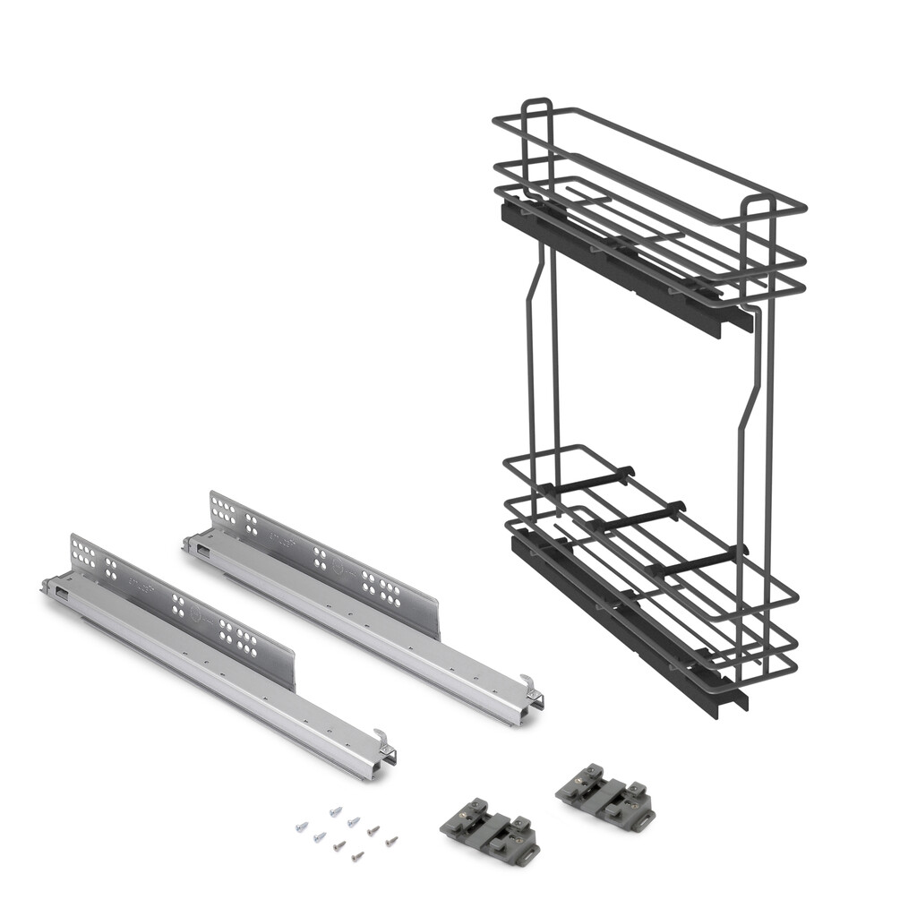 Flaschenhalter TitaneMax, seitlich, ausziehbar, mit Schließautomatik, Modul 150mm, Stahl, Anthrazitgrau-Primary