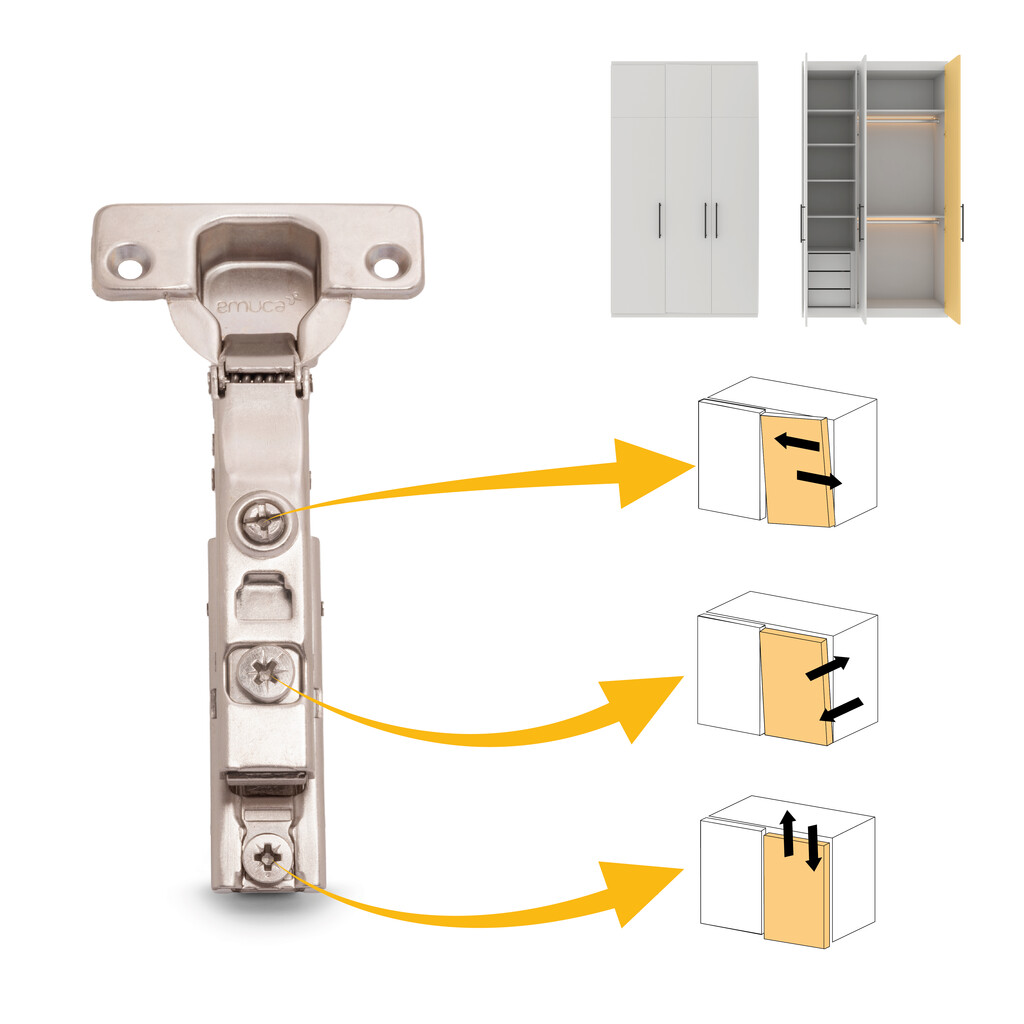 Lote de 20 dobradiças reta X91 com fecho suave e Calço recto para aparafusar, Altura 1, Aço, Niquelado-7