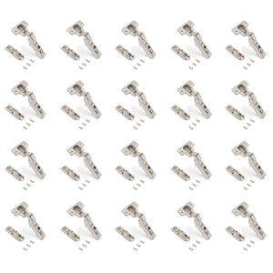 Lot of 20 X91 half Overlay hinges with soft closing and Screw-on staright plates, Height 1, Steel, Nickel plated product photo