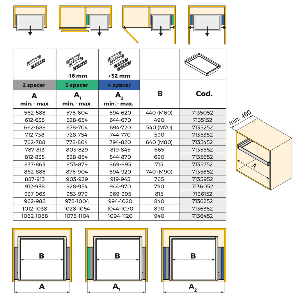 Kit di cassetto porta-scarpe estraibile per armadi Quartz, regolabile, modulo 600mm, Acciaio, alluminio e plastica, Titanio-3