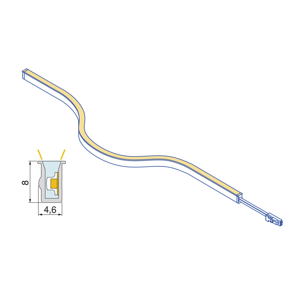 LED-strip 4,5x8 Neonlynx V 7,2W/m IP65 (24V DC), lengte 1.800mm, Warm wit licht 2.700K, Plastic-4