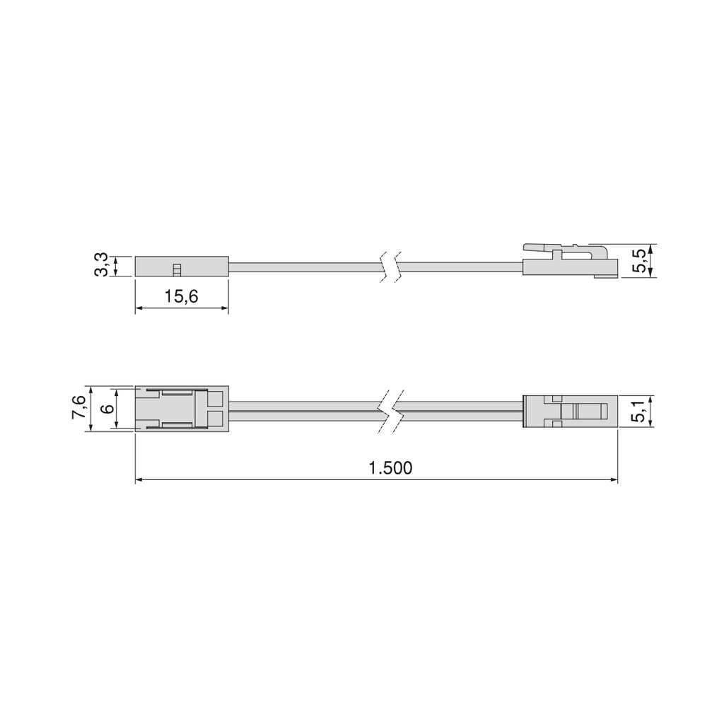 Câble LED Neonlynx Z (12V DC) (24V DC), longueur 1.5m, MINILED, pour largeur 6mm, Plastique-1