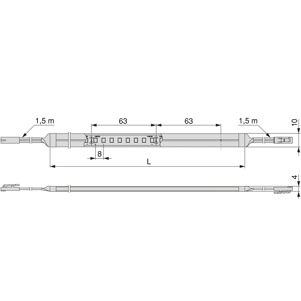 Ruban LED 4x10 Neonlynx V, 7,6W/m IP65 (24V DC), longueur 3.000mm, Lumière blanche naturelle 4.000K, Plastique-1