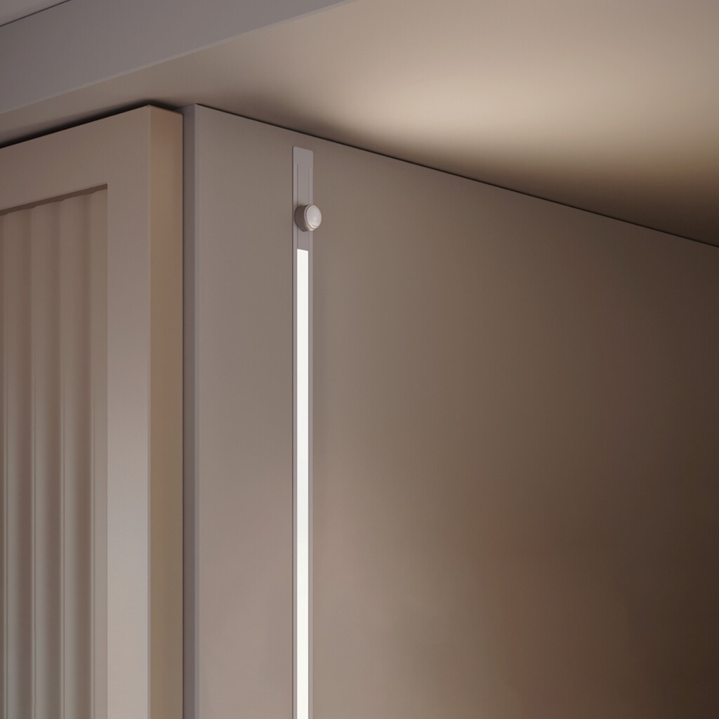 Kit de dos luminarias LED para empotrar Pyxis de armario, Longitud 2.9m, Luz blanca cálida 2.700K, Sensor de movimiento, Convertidor Smart 60W (24V DC), Aluminio y Plástico, Anodizado mate-5