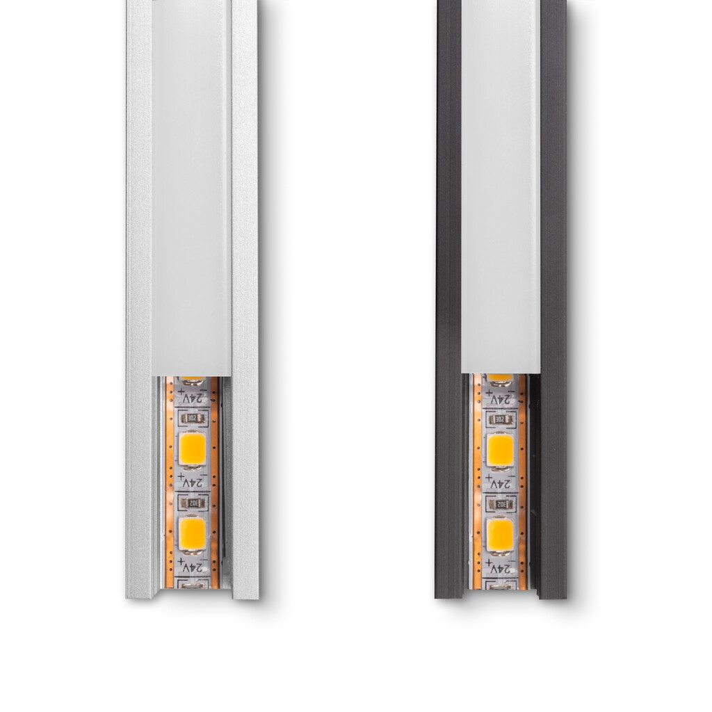 Kit de dos luminarias LED para empotrar Pyxis de armario, Longitud 2.9m, Luz blanca cálida 2.700K, Sensor de movimiento, Convertidor Smart 60W (24V DC), Aluminio y Plástico, Anodizado mate-13