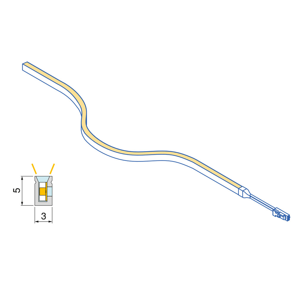 LED Strip 3x5 Neonlynx V, 4,8W/m IP65 (24V DC), lengte 1.000mm, Natuurlijk wit licht 4.000K, Plastic-4