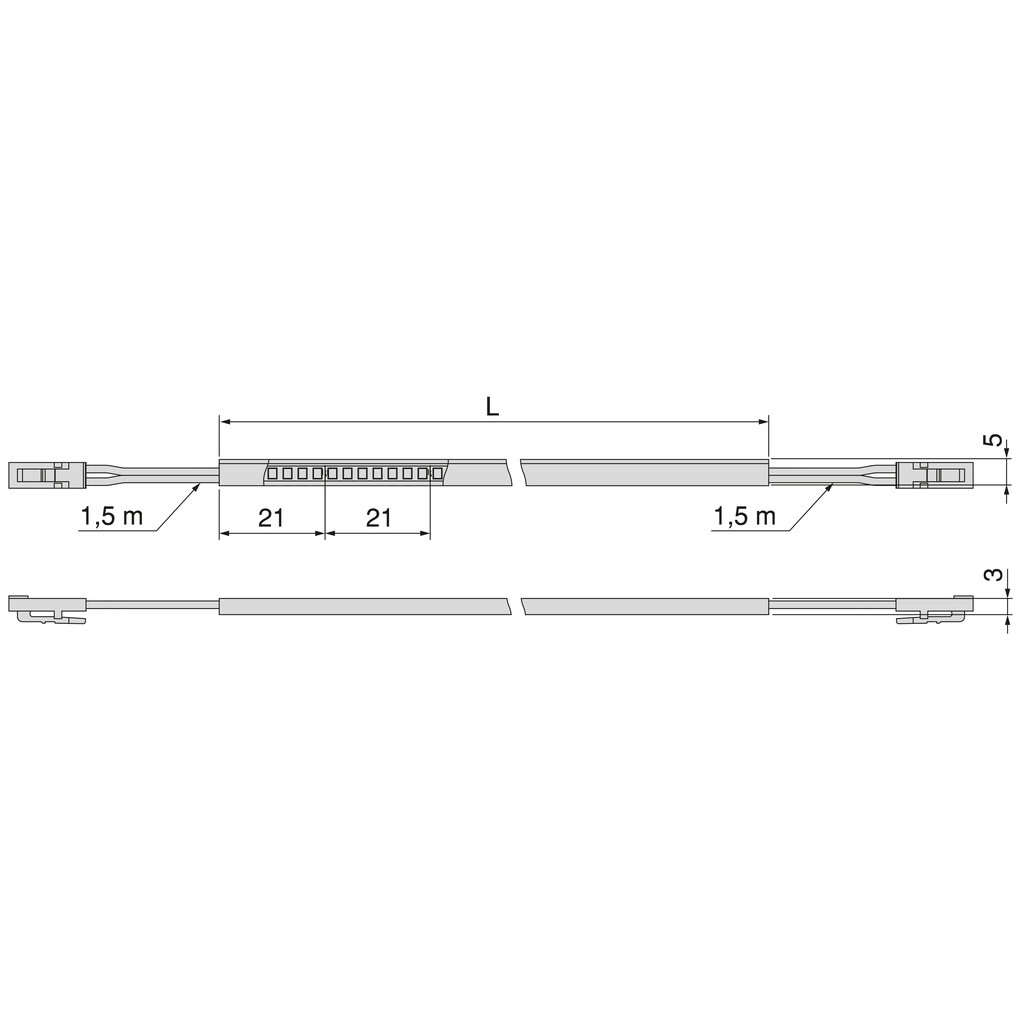 LED Strip 3x5 Neonlynx V, 4,8W/m IP65 (24V DC), lengte 3.000mm, Natuurlijk wit licht 4.000K, Plastic-1