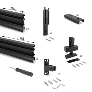 Lot of 2 Zero LED frames with fittings and profiles for floor and wall mounting with pectangular levellers, Aluminium and Zamak, Textured Black product photo