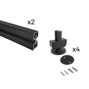 Lot of 2 Zero Twin frames with fittings and profiles for floor and ceiling mounting with circular levellers, Aluminium and Zamak, Textured Black product photo