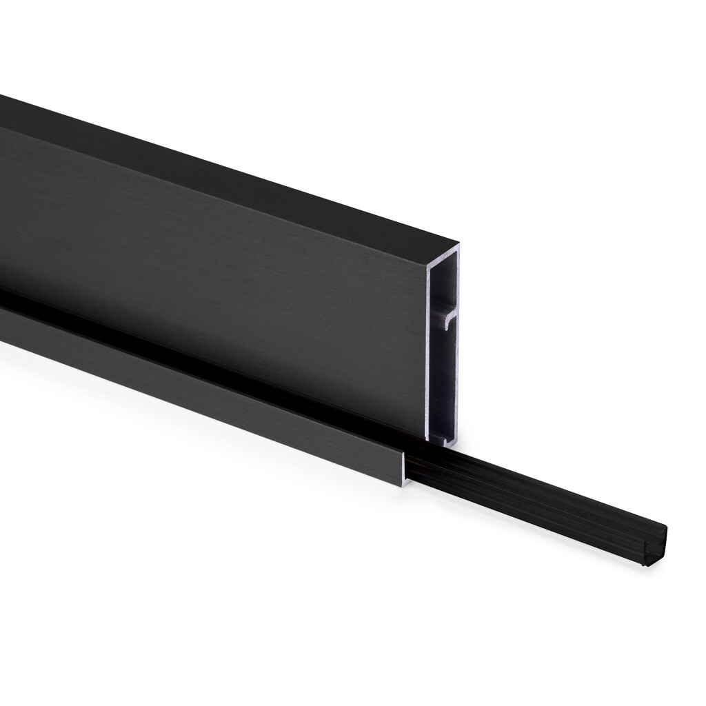 Kit de profils pour la fabrication de portes d'armoires Plus 4, longueur 2,35 m, aluminium, peint en noir texturé-Primary