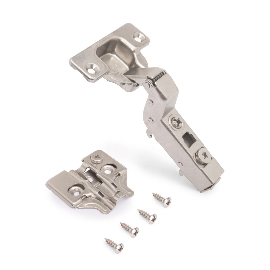 Lot of 20 X91 hinge hinges with soft closing and Screw-on plates, Height 0, Steel, Nickel Plated-3