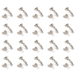 Kit von 20 Topfscharniere X91 Eckanschlag mit Schlie&szlig;automatik und Euro-Unterlegscheiben, H&ouml;he 0, Stahl, vernickelt Produktfoto