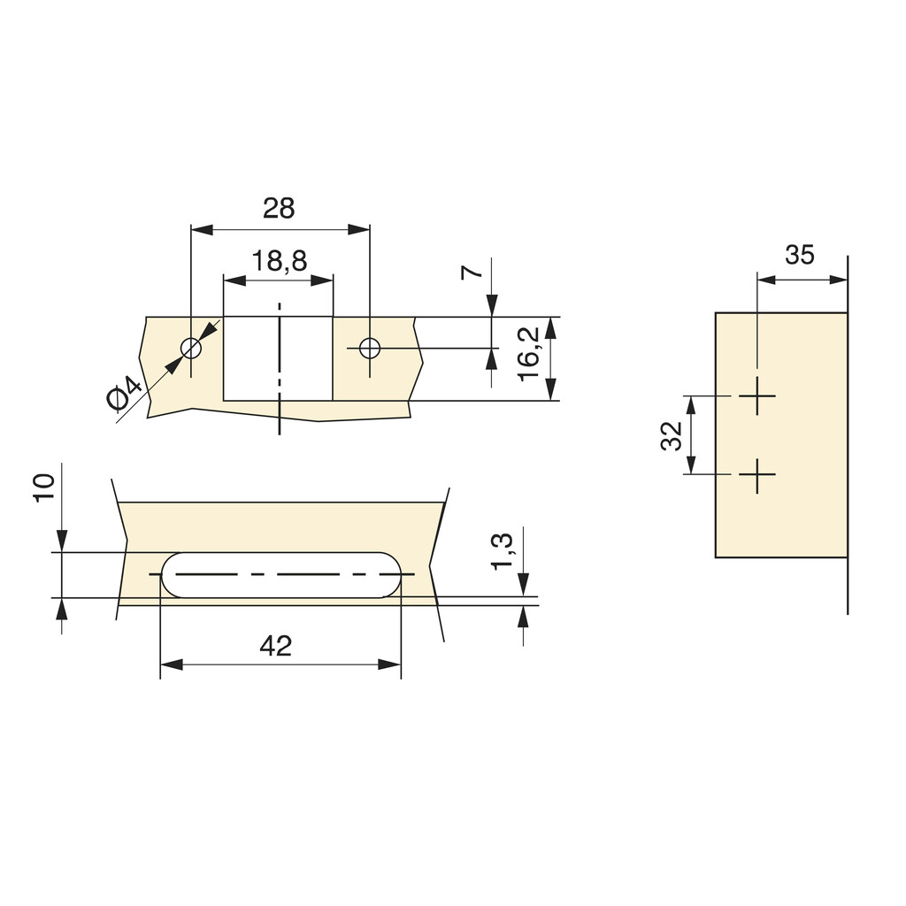 Zawias wpuszczany X91 z cichym domykiem do profili aluminiowych, Przykręcany, Stal i Znal, Niklowany-2