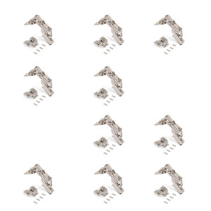 Lot of 10 X91 half overlay hinges opening 165 degrees with soft closing and Euro screw-in plates, Height 0, Steel, Nickel Plated product photo