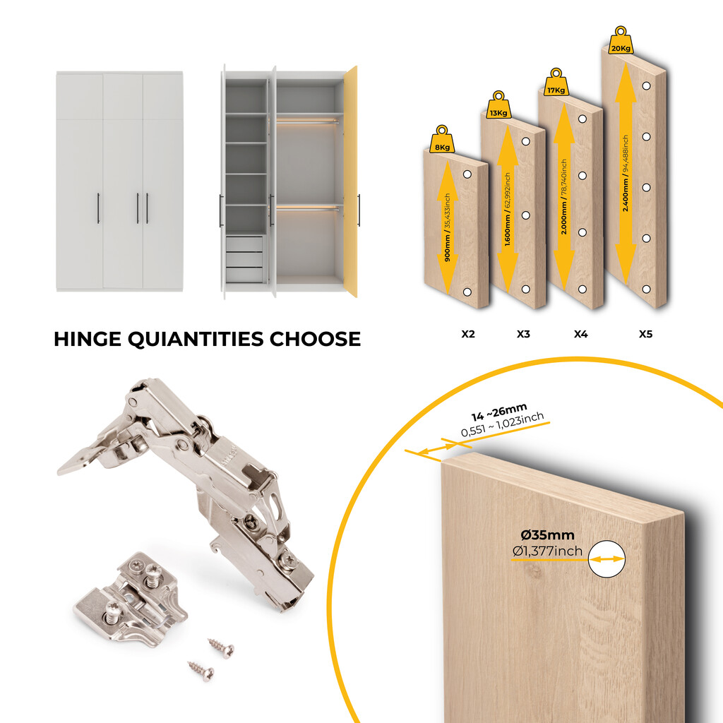 Lot of 10 X91 inset hinges 165 degrees opening with soft closing and Euro screw-in plates, Height 0, Steel, Nickel Plated-9