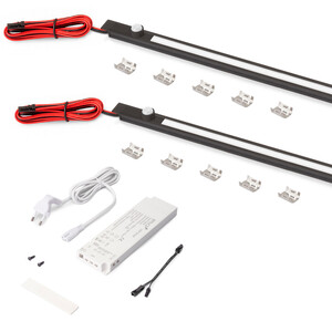 Kit com duas lumin&aacute;rias LED de encastrar Pyxis para roupeiro, com sensor de movimento e conversor Smart (24V DC) fotografia do produto