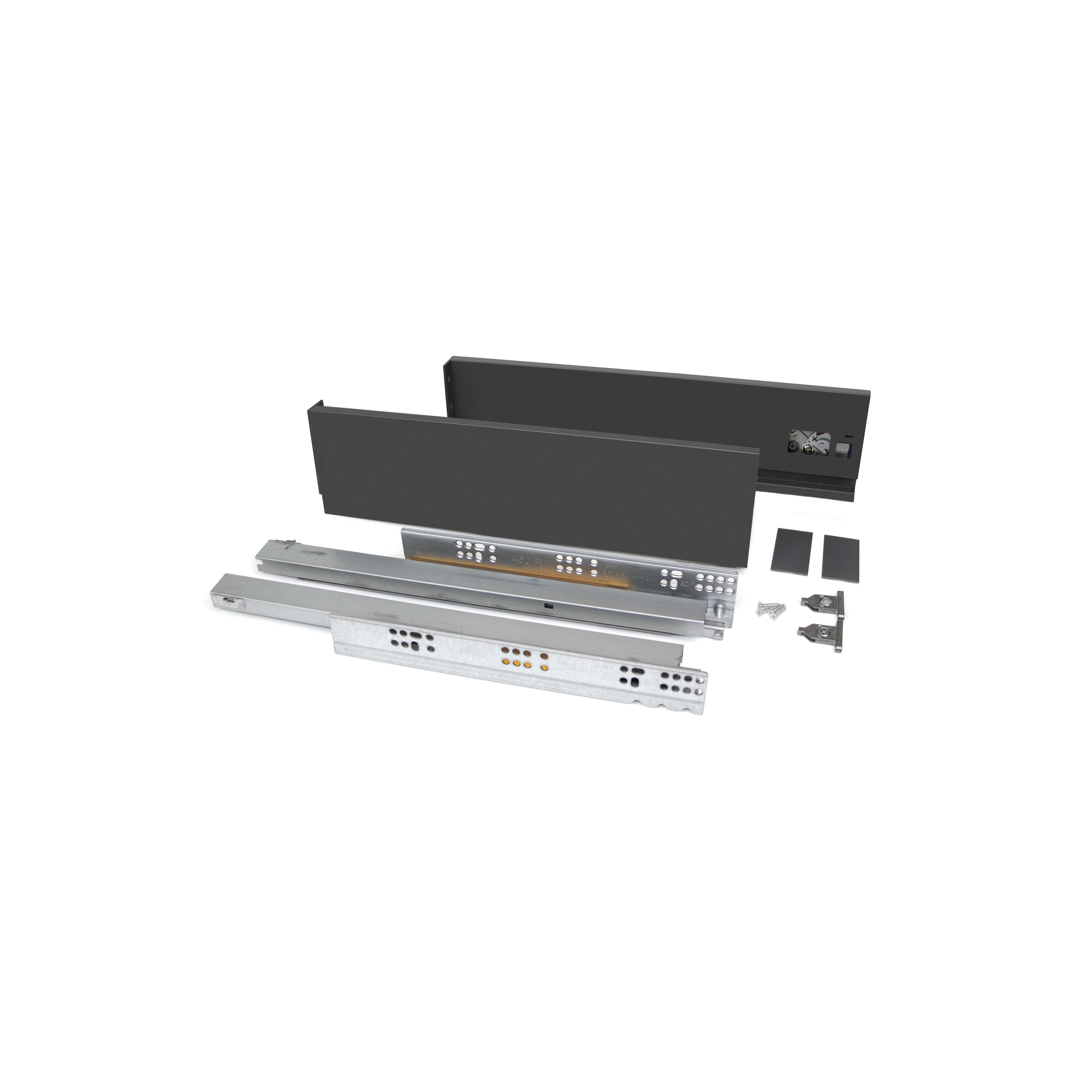 Emuca Cassetto esterno Vertex 40 kg altezza 93 mm, ProfonditÃ :450, Grigio antracite, Acciaio, 1 u.