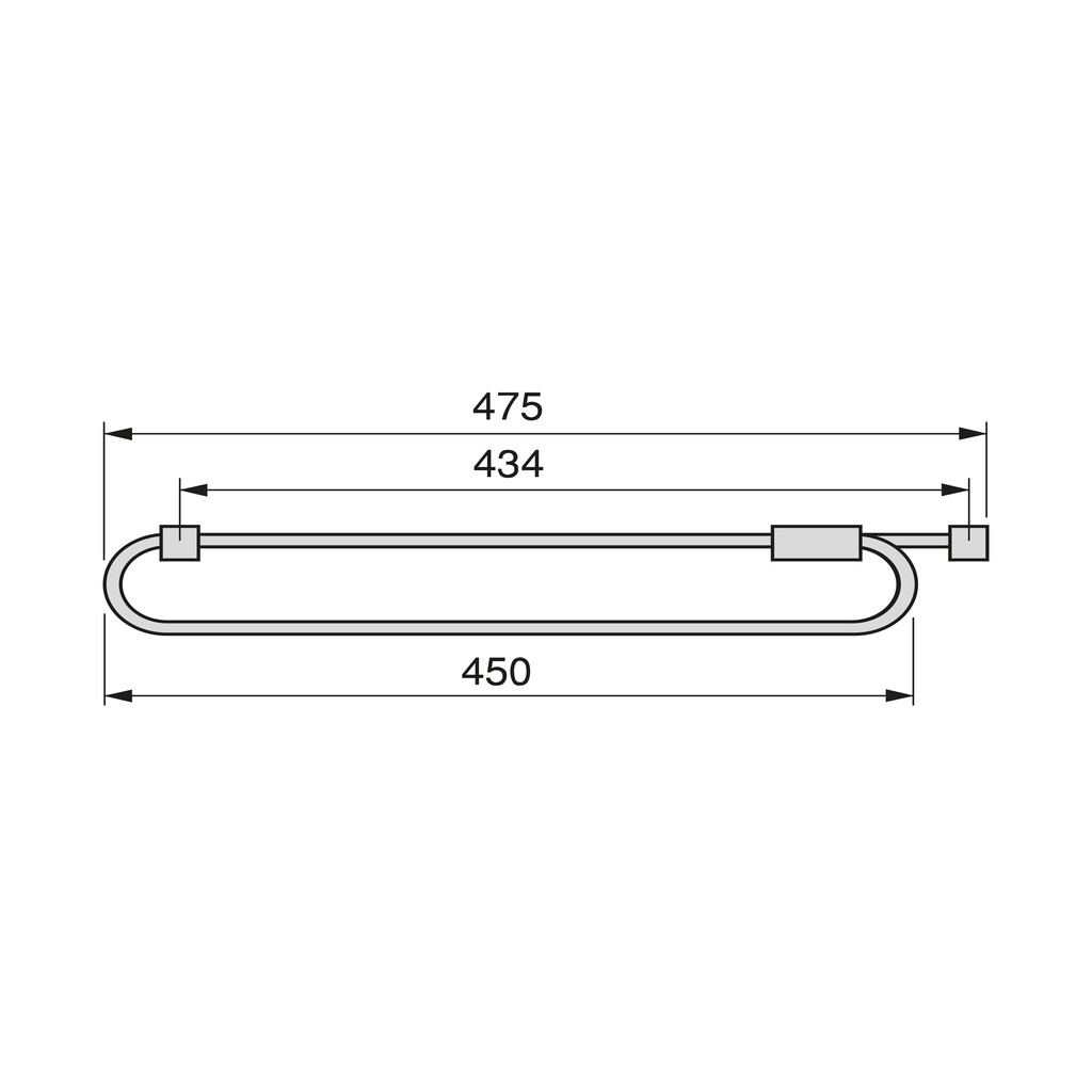 Self Pull-out wardrobe rail, 450, Silver painted, Steel and Plastic-1