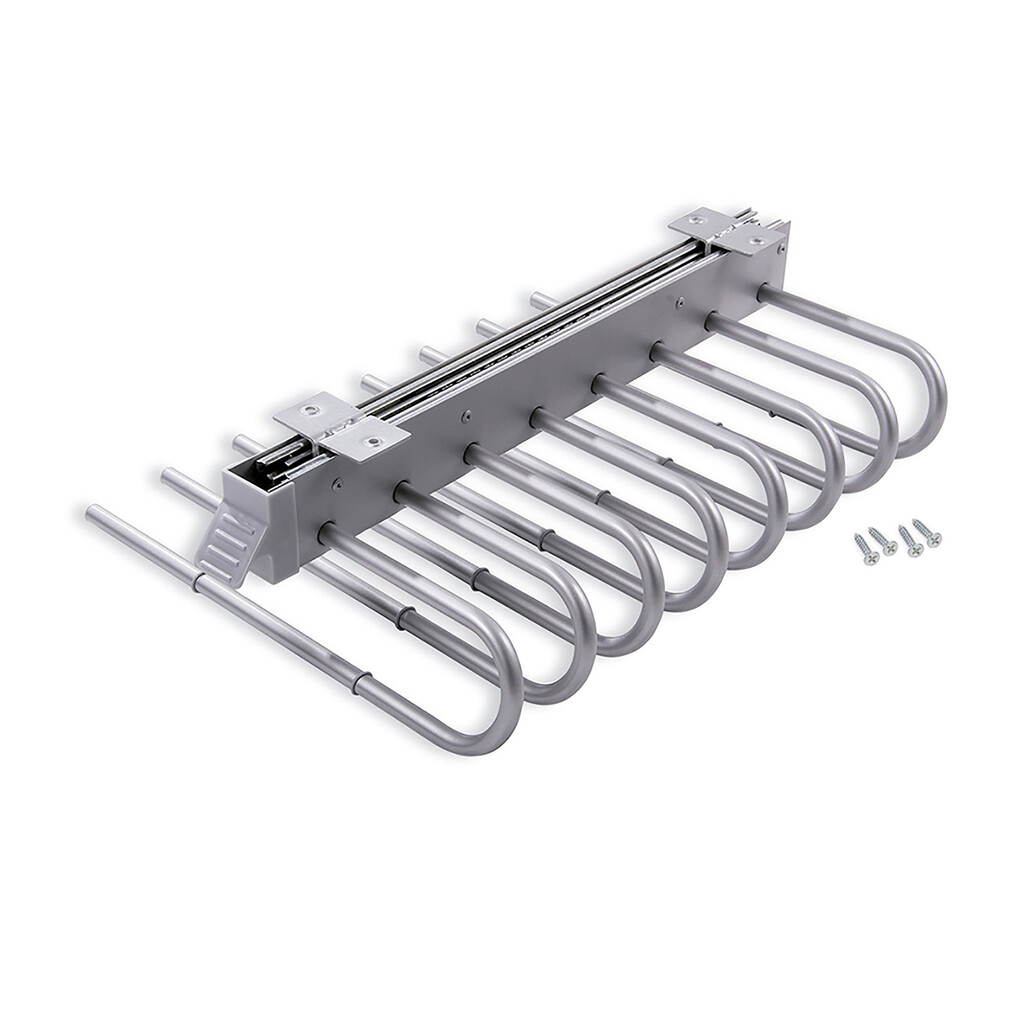 Pull-out trouser rack, Right, Silver painted, Steel and Plastic-Primary