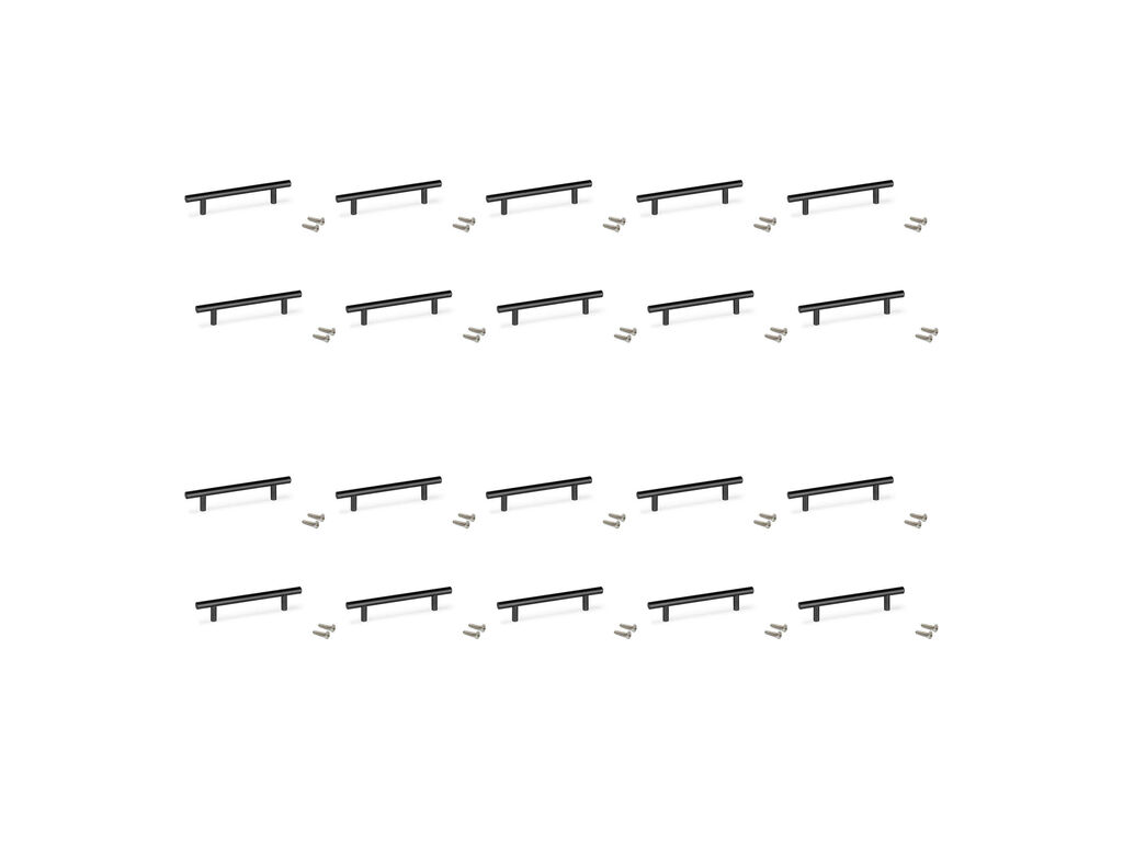 Lot of 20 furniture handles Miami, L336mm, 256mm interaxis, Stainless steel, Black painted-Primary