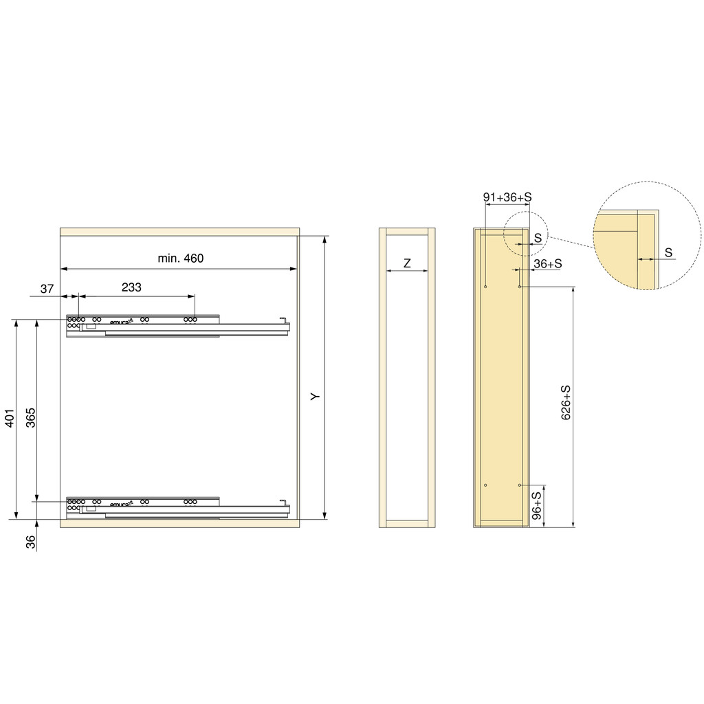 Garrafeira lateral extraível SupraMax com fecho suave, módulo 200mm, Aço, Cromado-3