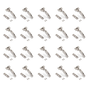 Lote de 20 dobradi&ccedil;as reta X91 com fecho suave e Cal&ccedil;o recto para aparafusar, Altura 1, A&ccedil;o, Niquelado fotografia do produto