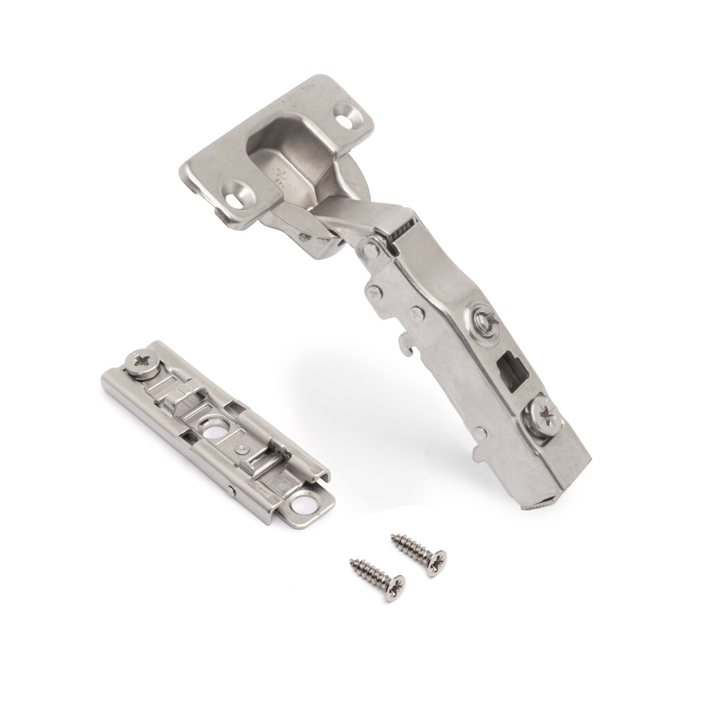 Lote de 20 dobradiças reta X91 com fecho suave e Calço recto para aparafusar, Altura 1, Aço, Niquelado-3