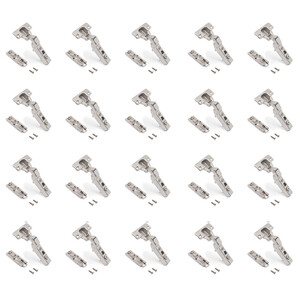 Lote de 20 bisagras codo X91 con cierre suave y suplemento recto para atornillar, Altura 1, Acero, Niquelado foto del producto