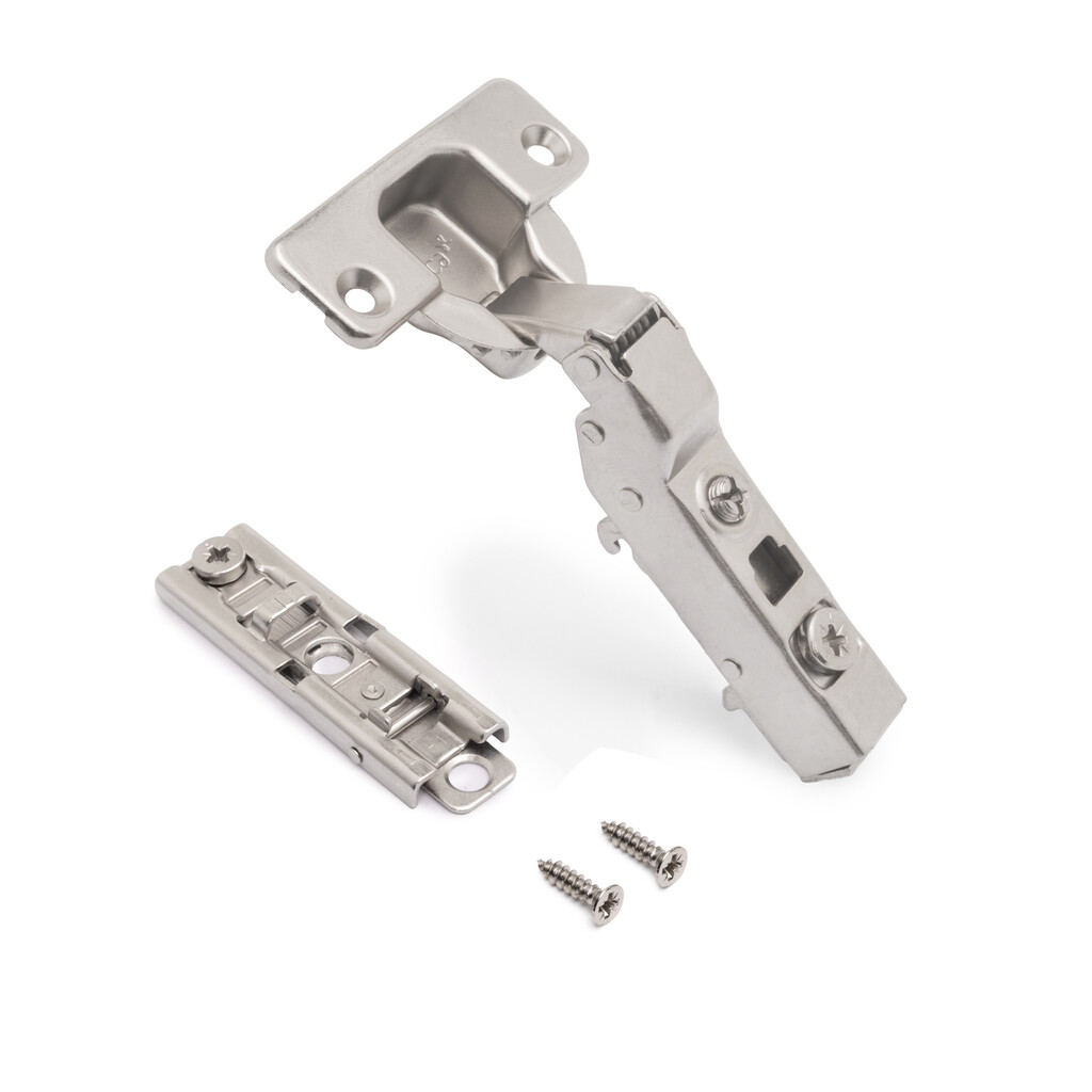 Lote de 20 bisagras codo X91 con cierre suave y suplemento recto para atornillar, Altura 1, Acero, Niquelado-3