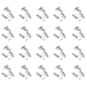 Lot of 20 X91 inset hinges with soft closing and Screw-on staright plates, Height 1, Steel, Nickel plated product photo