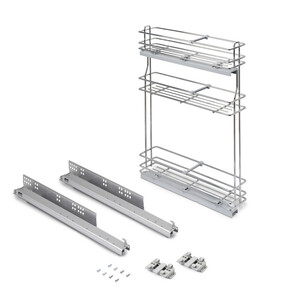 SupraMax extractable bottle rack with soft closing, left side, 3 trays, module 150mm, Steel, Chrome plated product photo