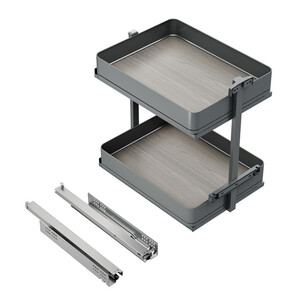 Harmony pull-out trolley with soft close, Module width 400mm height 700mm, Steel and Wood, Anthracite grey product photo