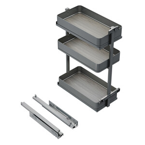 Harmony pull-out trolley with soft close, Module width 300mm height 800mm, Steel and Wood, Anthracite grey product photo