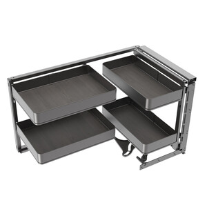 Harmony pull out corner module for kitchen furnitures, Right, Steel and Wood, Anthracite grey product photo