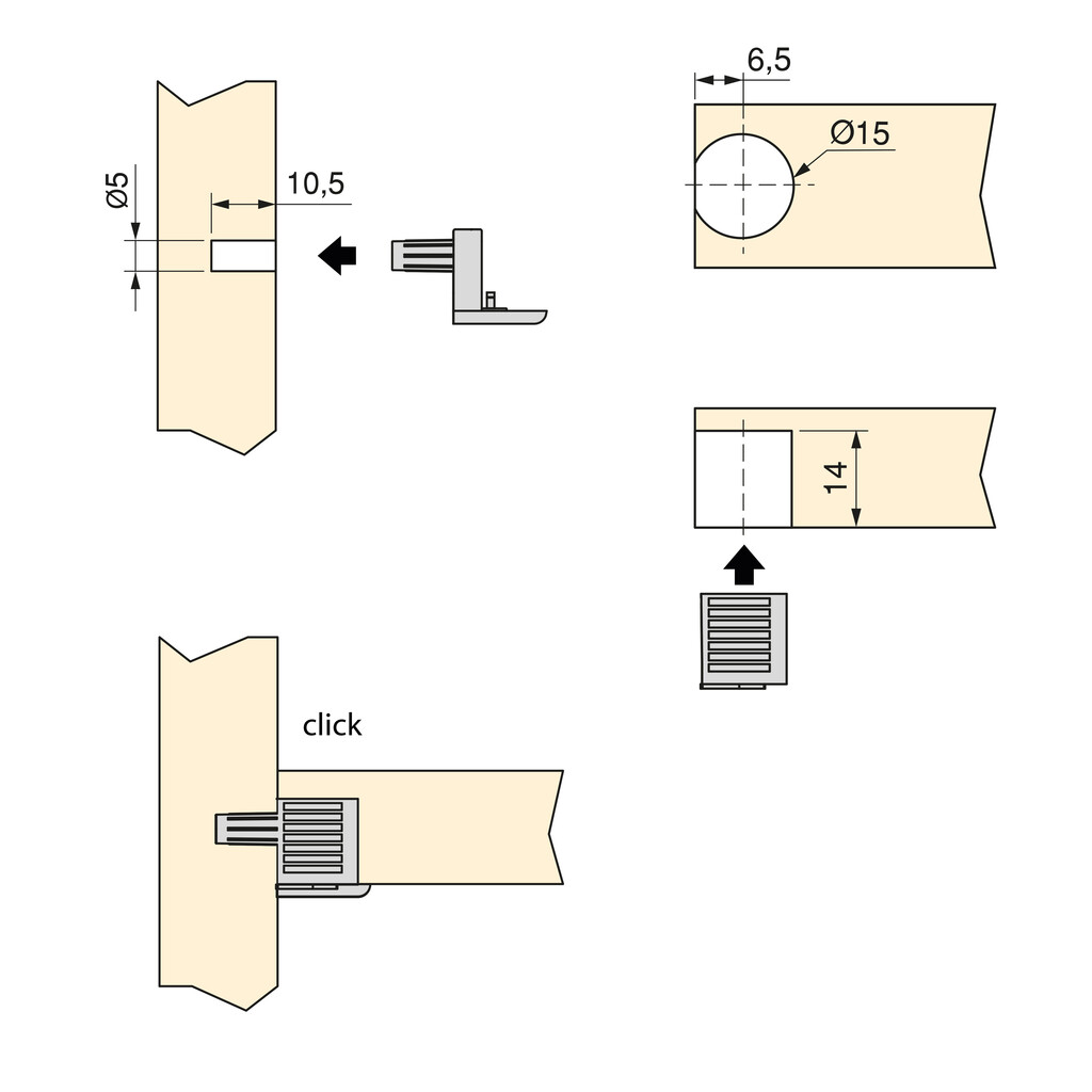 UniClip support, for screw fixing, suitable for 18mm-thick boards, made of Zamak and plastic, Nickel plated-2