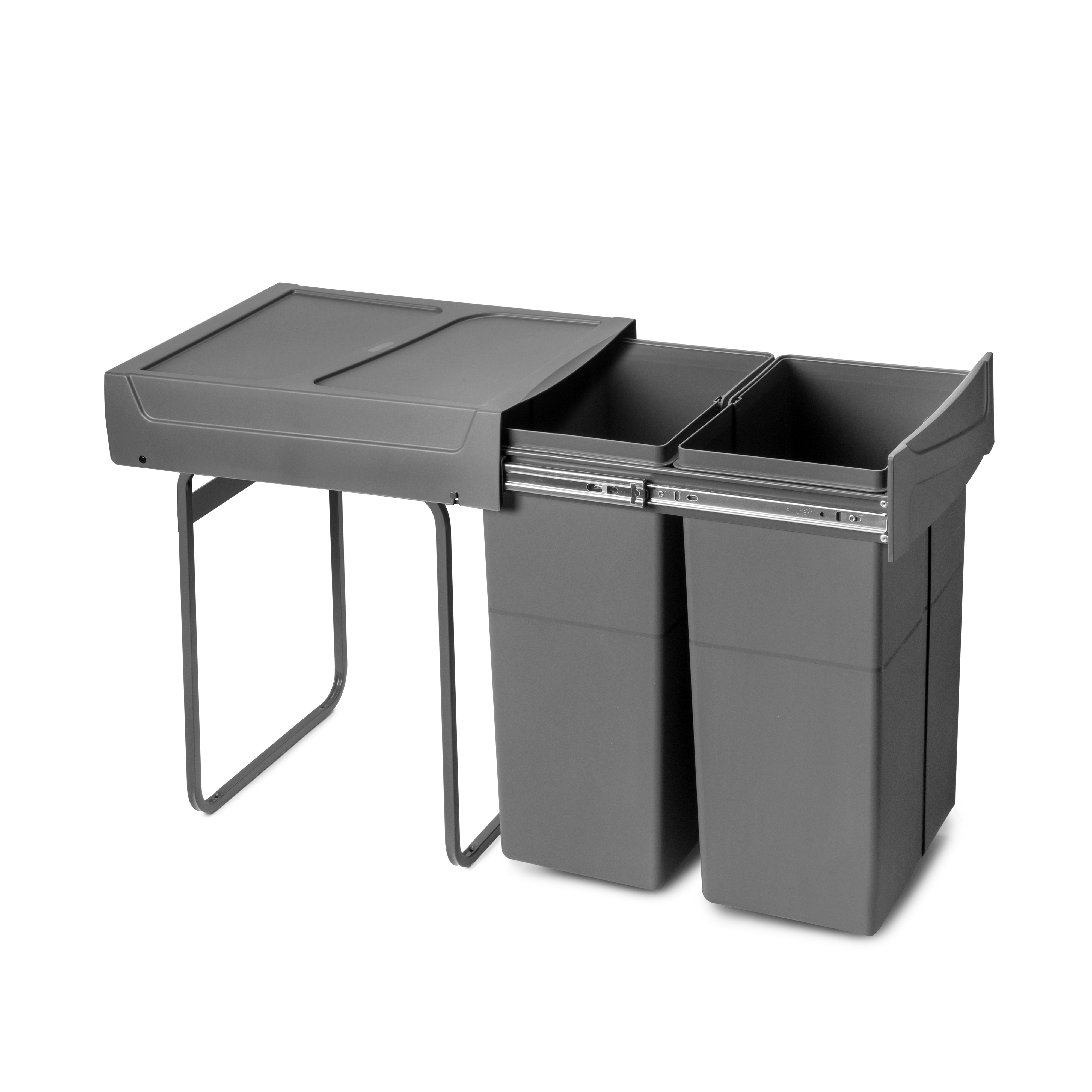 Image of Pattumiere per raccolta differenziata Recycle per cucina, 2 x 25 L, fissaggio inferiore, estrazione manuale