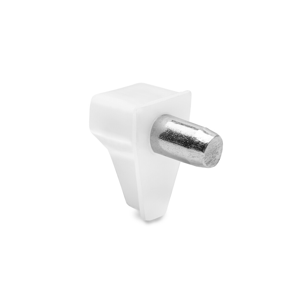 Bodenträger für Holzregale mit Verbindungsbolzen, Ø 5, Weißer Kunststoff, Stahl und Kunststoff-2