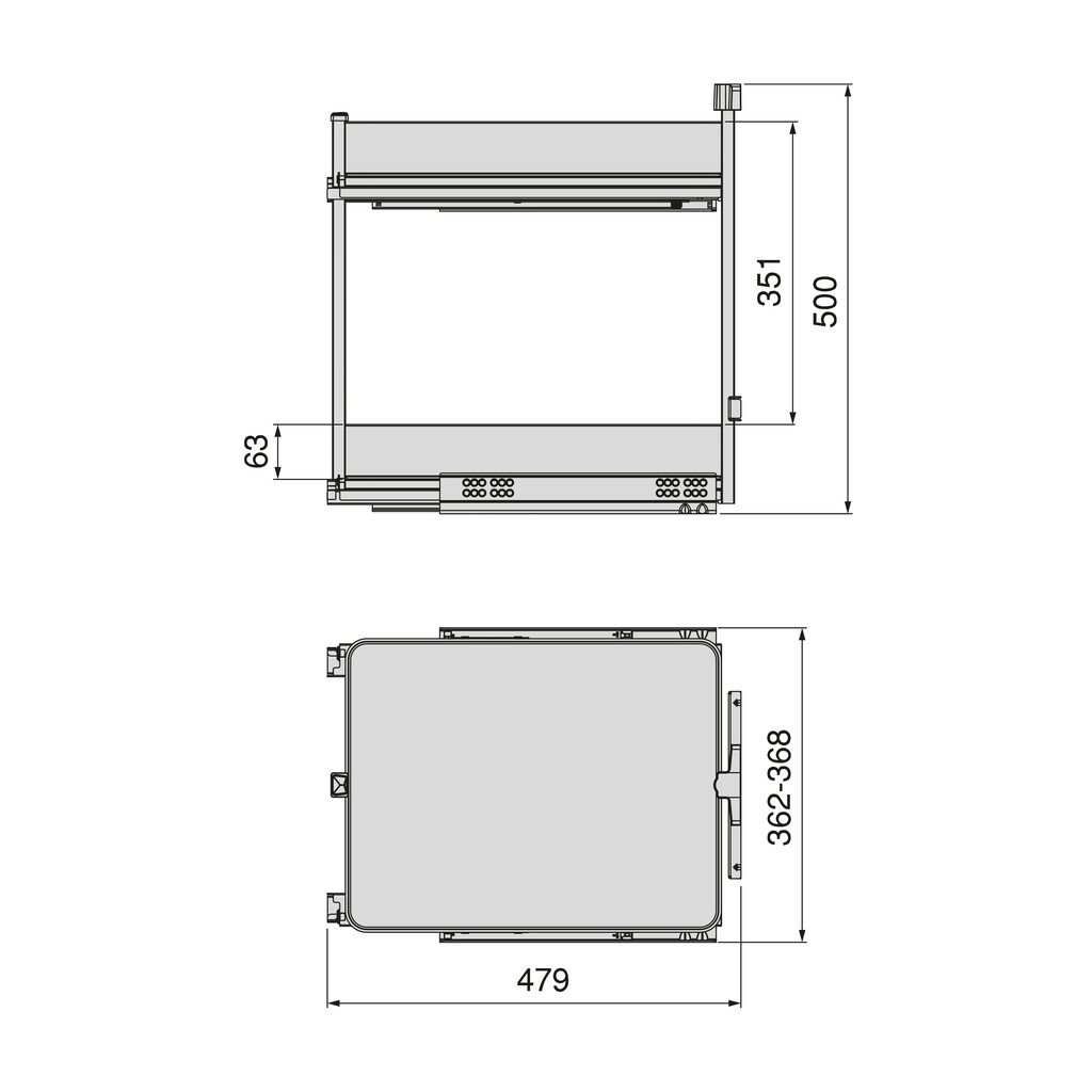Harmony pull-out trolley with soft close, Module width 400mm height 700mm, Steel and Wood, Anthracite grey-1