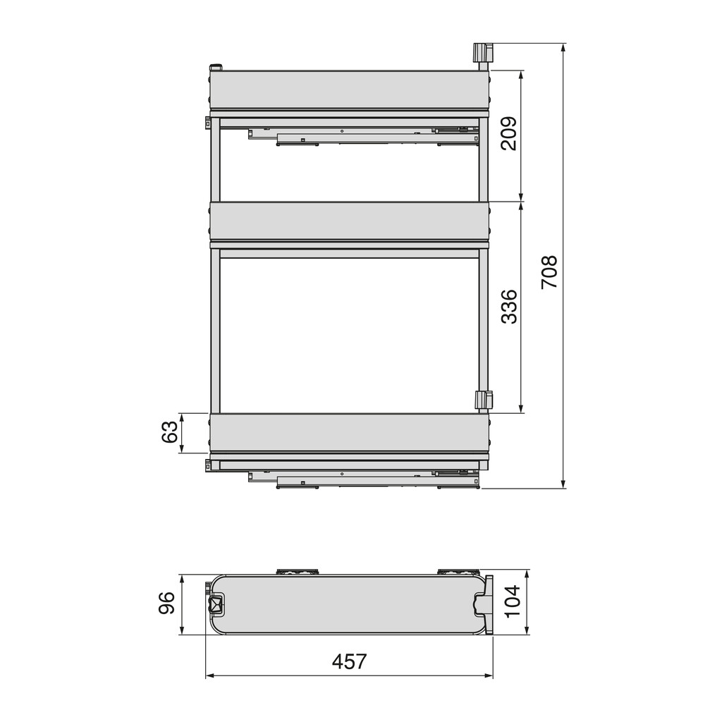 Harmony pull out bottle rack with soft close, Module width 150mm height 800mm, Steel and Wood, Anthracite grey-1