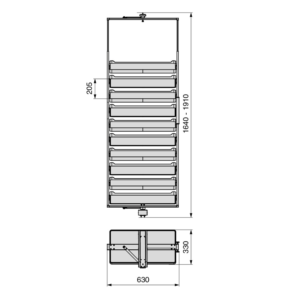 Quartz rotating shoe rack for wardrobe interior, H1640mm, Module 800mm, Steel, Aluminium, Wood, Titanium-1