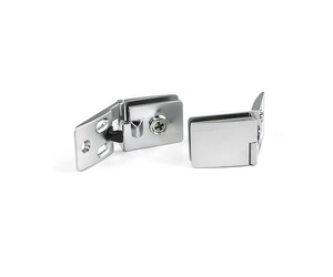 Jeu de charnières pour portes en verre, centrales, épaisseur 4-5mm, Zamak, Chromé mat photo du produit