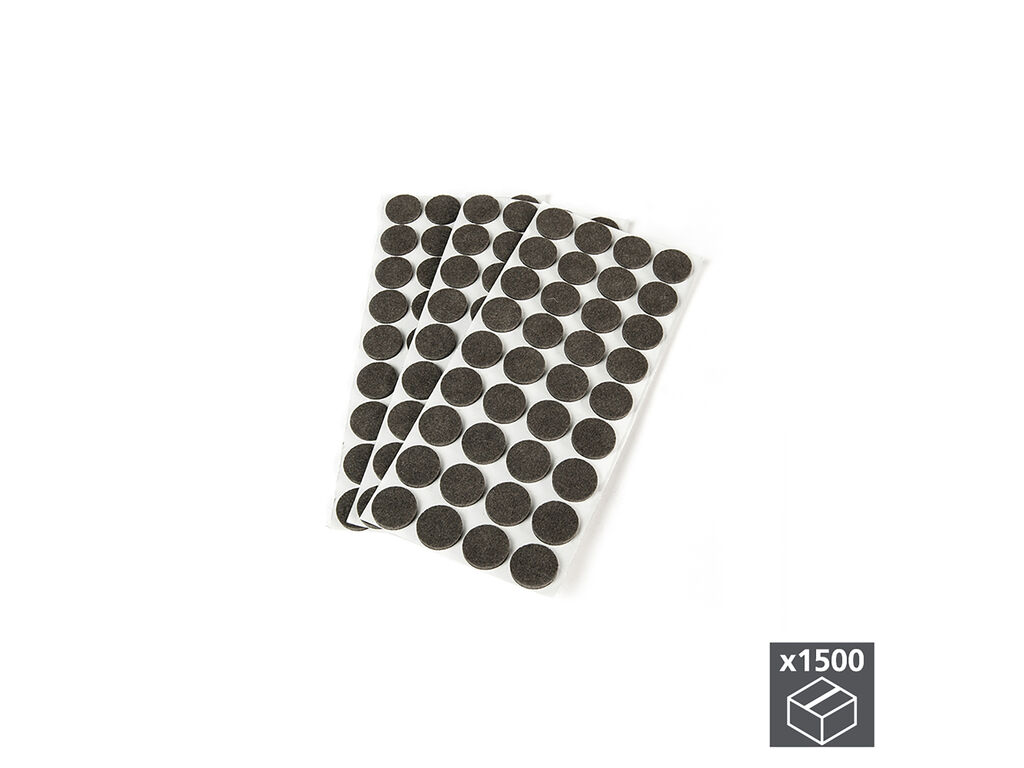 Lote de 1500 almofadas circulares de feltro adesivo para móveis, diâmetro 20mm, Fibra, Plástico Castanho-Primary